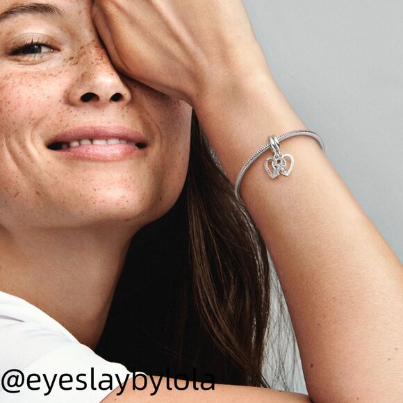 Pandora Puzzle Piece Hearts Splittable Friendship Dangle Charm - Picture 4 of 6